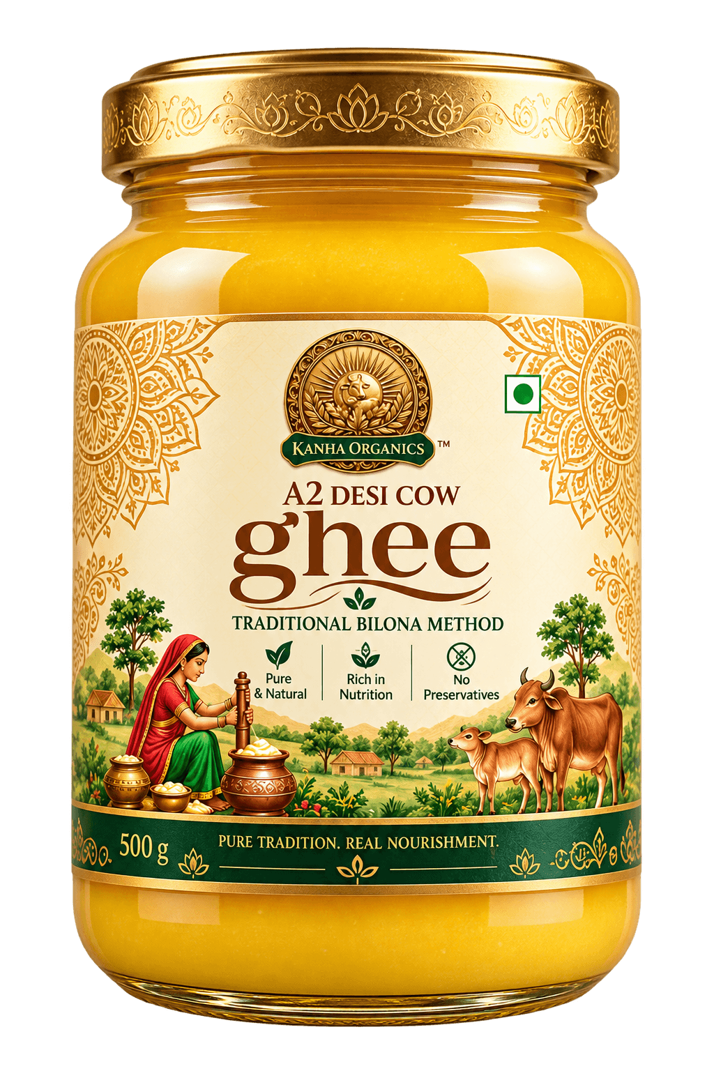 Kanha Organics A2 Desi Cow Ghee jar